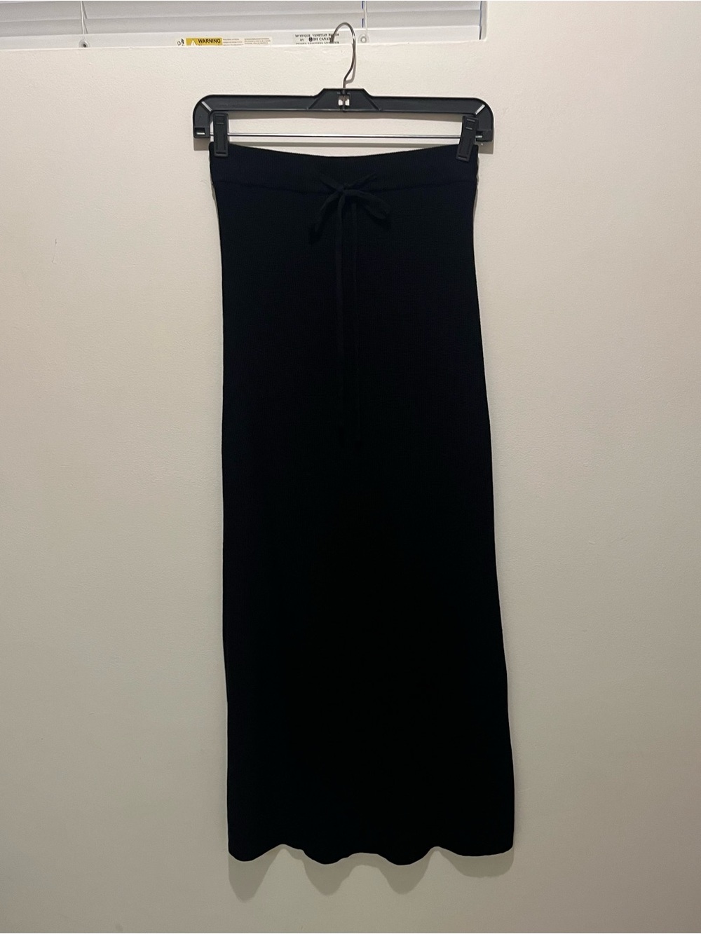 Miou Muse Black Knit Maxi Skirt - drawstring waist - fall & winter wear